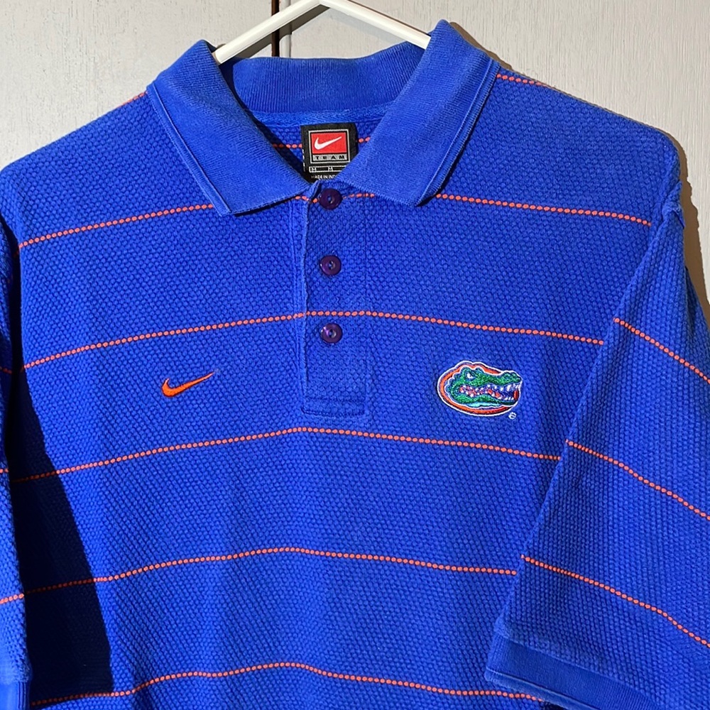 Nike Florida Gators Blue and Orange Polo Shirt Sz Medium